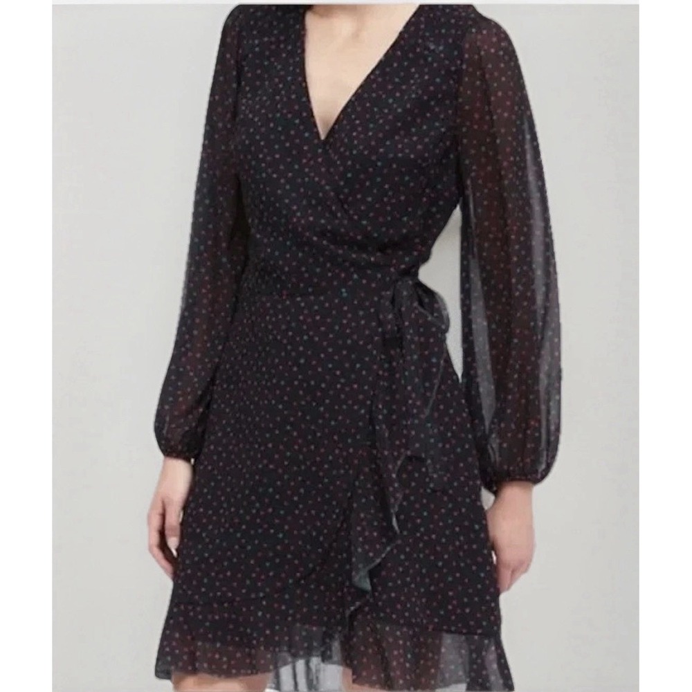 Banana Republic Size-14 Womens Mini Dress Heart Wrap Black